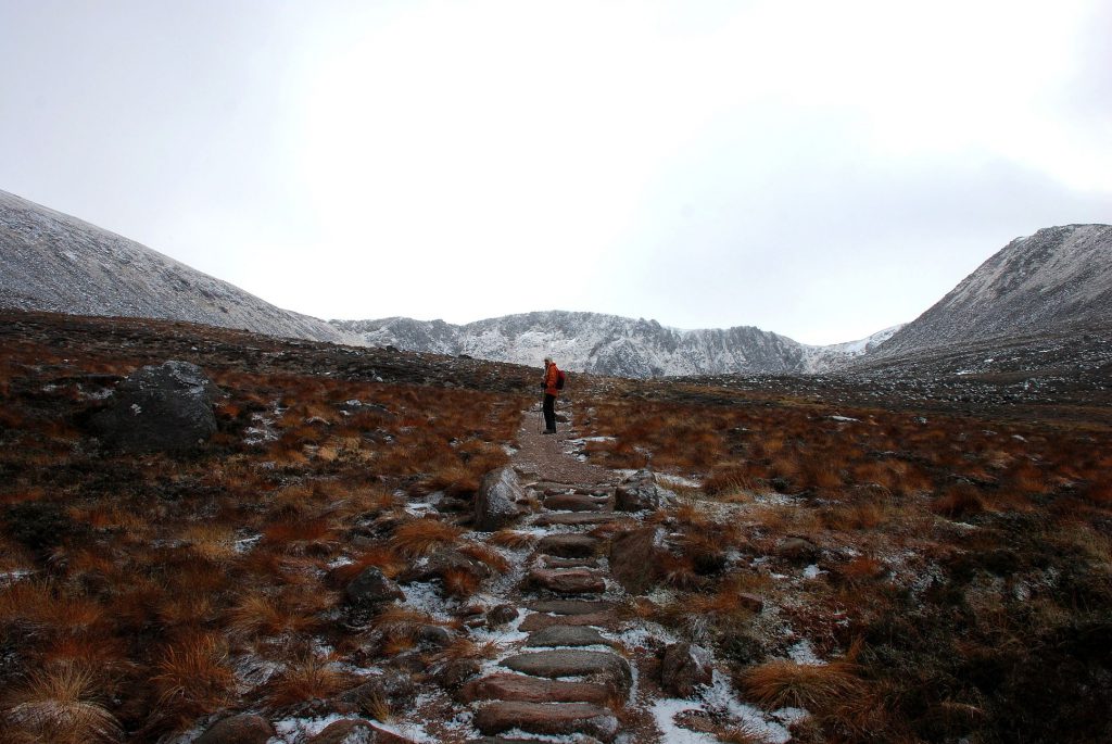 Walking-into-the-Northern-Corries-Cairngorm-Mountains